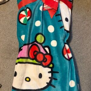 Hello Kitty Teal and Red Blanket